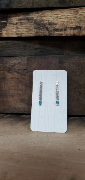 Silver Bar Earrings with Turquoise picture