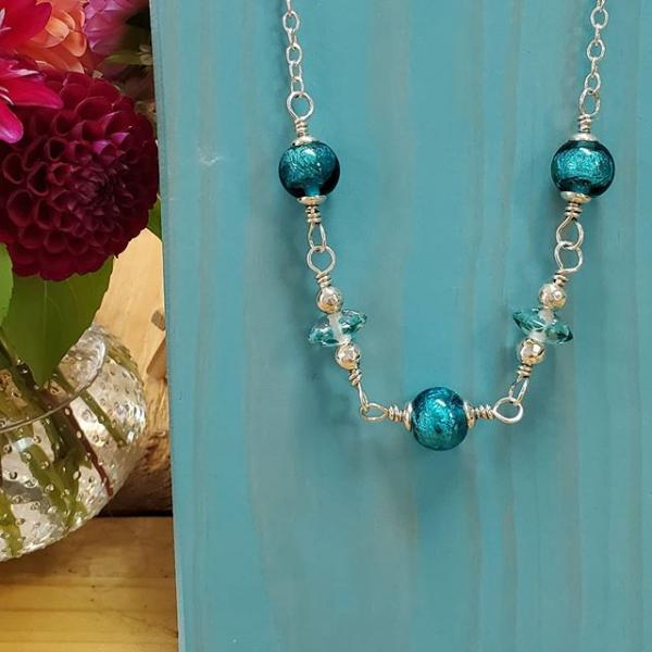 Sparkling Teal Lampwork Necklace picture