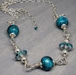 Sparkling Teal Lampwork Necklace