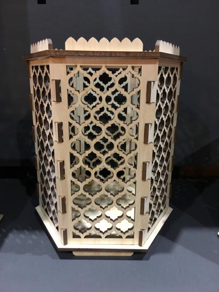 Moroccan Trellis Quatrefoil - Hexagon Pillar Candle holder picture