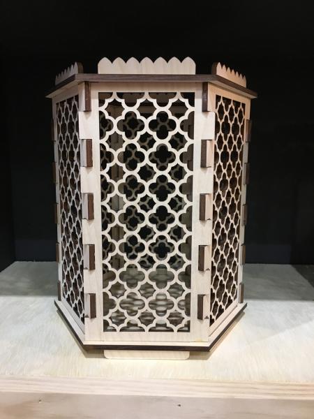 Moroccan Trellis Barbed Quatrefoil - Hexagon Pillar Candle Holder picture