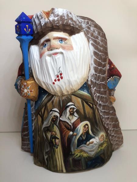 Santa Figure with Nativity Scene picture