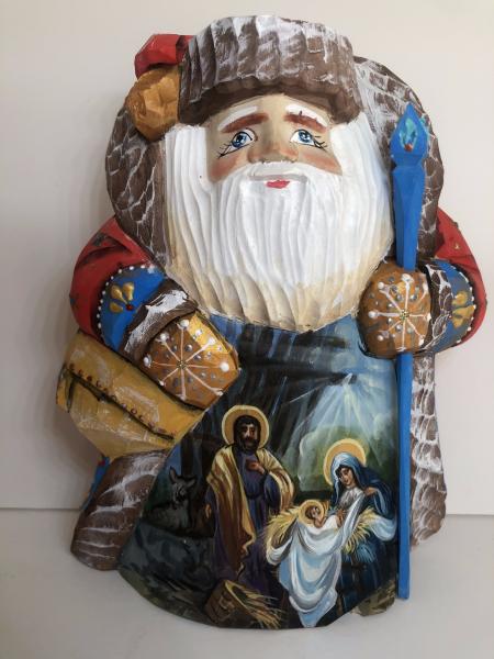 Santa Figure with Nativity Scene picture
