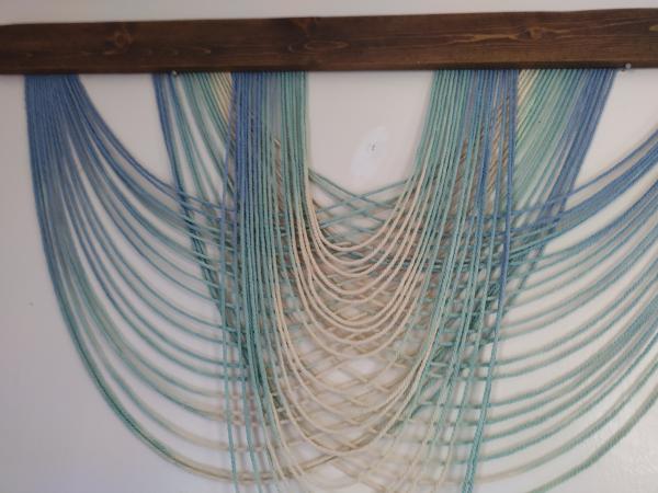 Custom cotton macrame fiber art wall tapestry, dip dyed picture