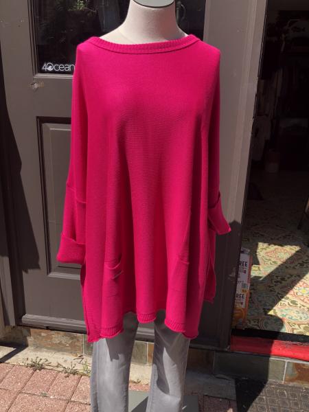 The Catalina Crewneck Traveler- Hot Pink