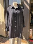 Cameron Classic Shirt- Navy Taupe Stripe- Large
