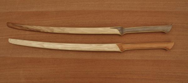 Elven Long Sword- Waisted Grip- Handcrafted from Solid American Hickory