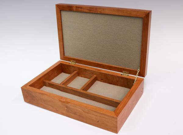 Cherry & Carpathian Elm Burl Box With Dividers picture