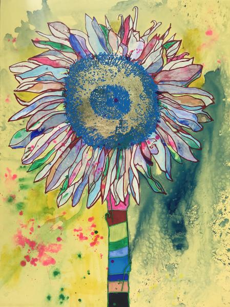 Rainbow Sunflower w/Maypole Stem