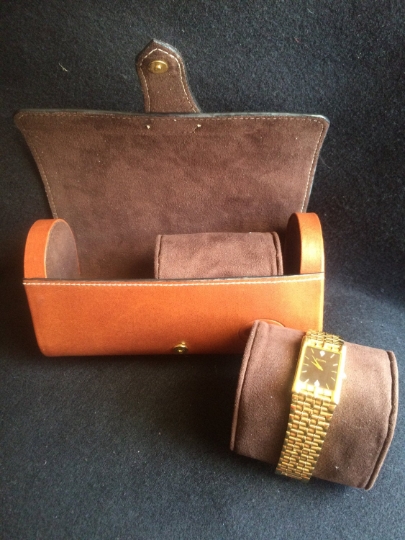 Custom Genuine Leather Watch Roll Bracelet Travel Case picture