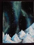 Aurora Pillars Nebula Canvas Art - Original / Bob Ross Style Mountains