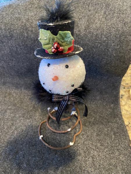 RUSTED BEDSPRING SNOWMAN (BLACK SCARF) picture