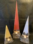 LARGE WOODEN GNOME SET (3) LOT (A)