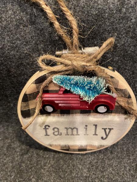 FAMILY W/PICK UP TRUCK Ornament Home made