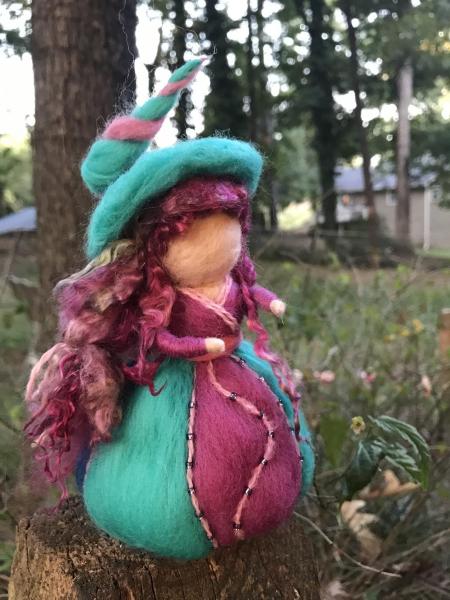 Aurora Needle Felted Wee Witch, Morning Dawn Witch, Garden Witch, Decoration, Doll, Magic picture