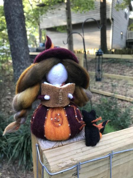 Glowing Bliss Needle Felted Wee Witch, Garden Witch, Doll, Decoration