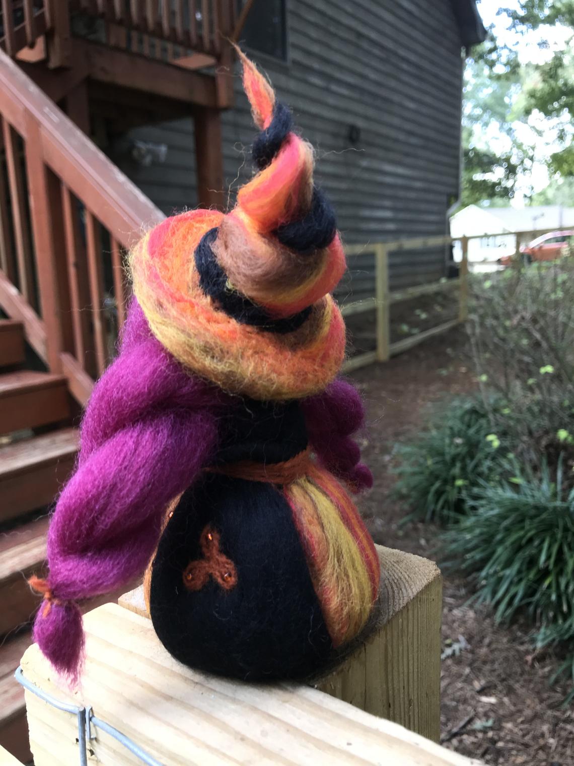 Samhain Needle Felted Wee Witch, Halloween witch, fire goddess, Waldorf, Housewarming Decoration picture