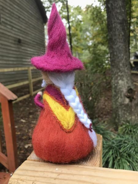 Sunset Needle Felted Wee Wizard, Waldorf, seasonal decoration picture