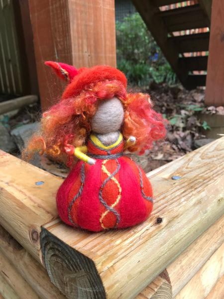 Beltane Needle Felted Wee Witch, Fire Witch, Beltaine, Celtic Fire Festival, Waldorf picture