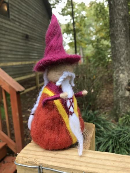 Sunset Needle Felted Wee Wizard, Waldorf, seasonal decoration picture