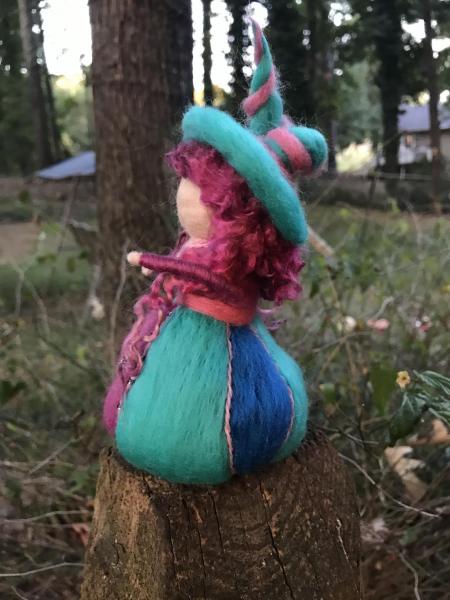 Aurora Needle Felted Wee Witch, Morning Dawn Witch, Garden Witch, Decoration, Doll, Magic picture