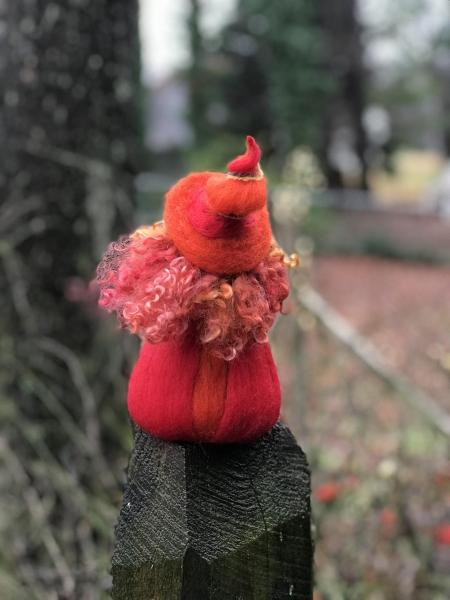 Beltane Needle Felted Wee Witch, Fire Witch, Beltaine, Celtic Fire Festival, Waldorf picture