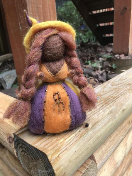 Lughnasadh Needle Felted Wee Witch, Harvest Witch, Waldorf, Thanksgiving, Fire Festival Doll picture