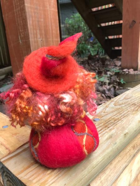 Beltane Needle Felted Wee Witch, Fire Witch, Beltaine, Celtic Fire Festival, Waldorf picture