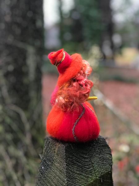 Beltane Needle Felted Wee Witch, Fire Witch, Beltaine, Celtic Fire Festival, Waldorf picture