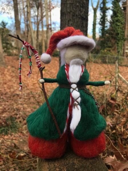 Father Christmas Needle Felted Wee Witch, Yule King, holiday ornament, solstice decoration