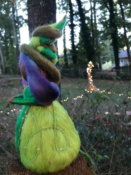 Jade Needle Felted Wee Witch, Garden Witch, Waldorf Doll, Holiday Decoration picture