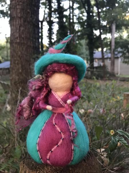 Aurora Needle Felted Wee Witch, Morning Dawn Witch, Garden Witch, Decoration, Doll, Magic picture