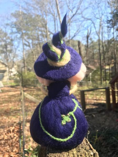 Morning Glory Needle Felted Wee Witch, Garden Witch, Waldorf, Ornament picture