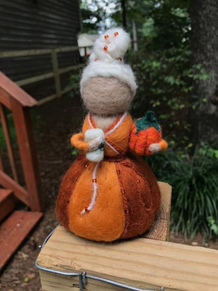 Pumpkin Spice Latte Needle Felted Wee Witch, Fall, Coffee, Waldorf, Autumn picture