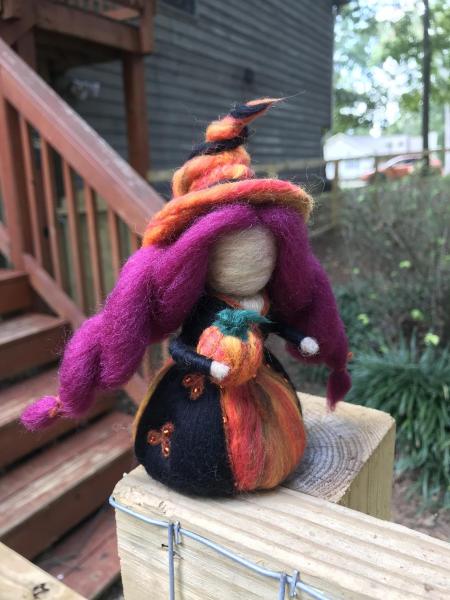 Samhain Needle Felted Wee Witch, Halloween witch, fire goddess, Waldorf, Housewarming Decoration picture