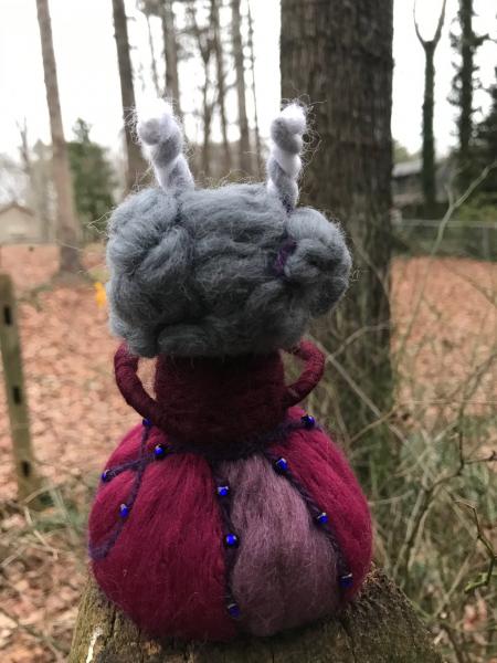 Foxglove Needle Felted Wee Witch, Garden Spirit, Horned Goddess, Ornament picture