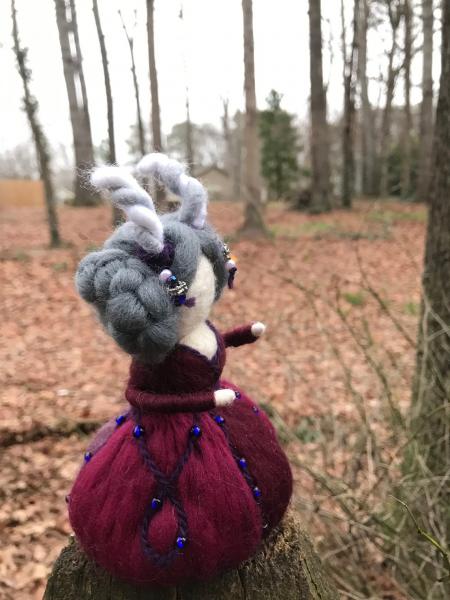 Foxglove Needle Felted Wee Witch, Garden Spirit, Horned Goddess, Ornament picture