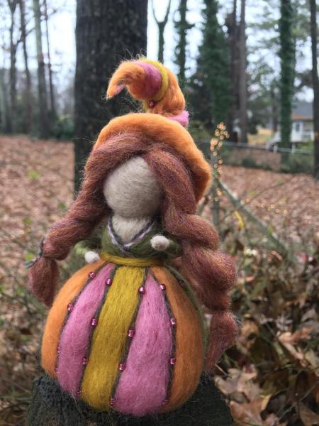 Calliope Needle Felted Wee Witch, Circus Witch, Muse of Epic Poetry, Holiday Ornament, Decoration