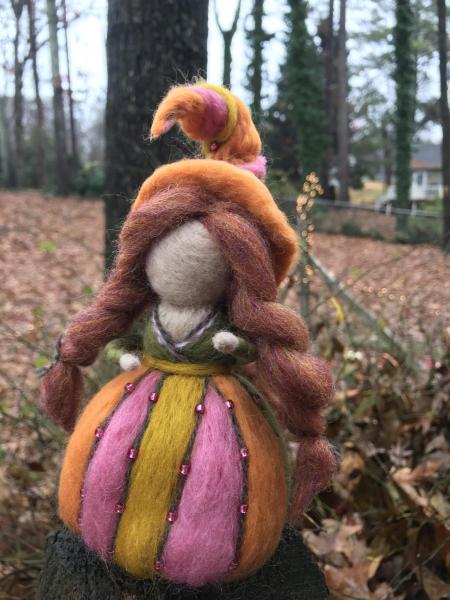 Calliope Needle Felted Wee Witch, Circus Witch, Muse of Epic Poetry, Holiday Ornament, Decoration picture