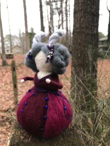 Foxglove Needle Felted Wee Witch, Garden Spirit, Horned Goddess, Ornament picture