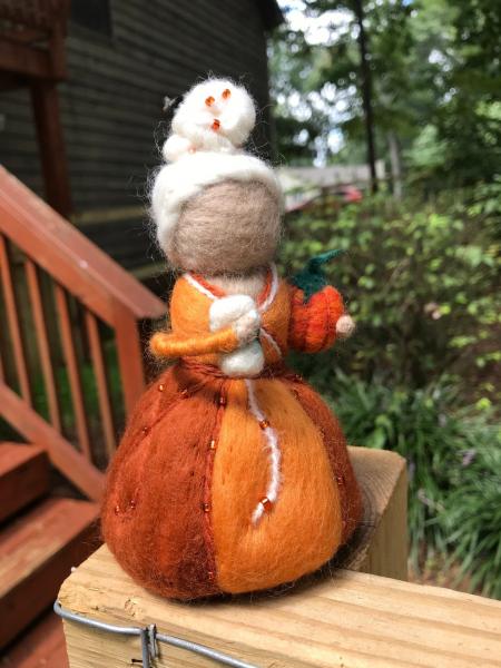 Pumpkin Spice Latte Needle Felted Wee Witch, Fall, Coffee, Waldorf, Autumn