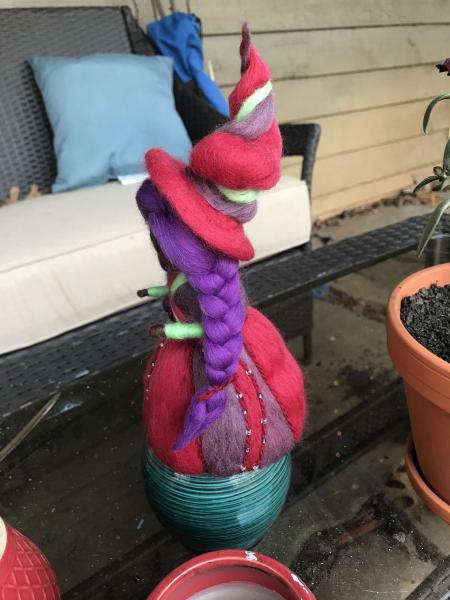 Fuchsia Needle Felted Wee Witch, Garden Witch, Waldorf, Pagan, Ornament picture
