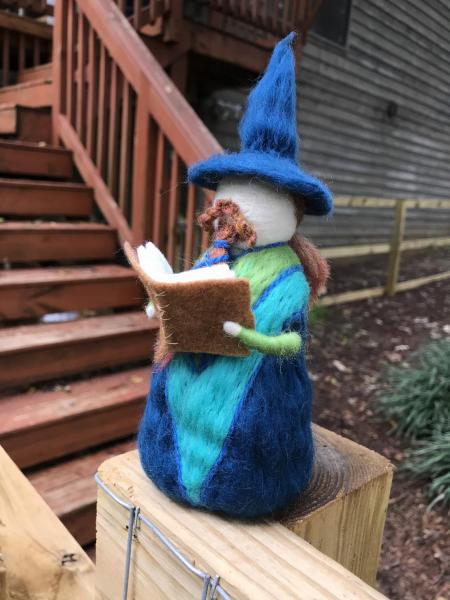 Peacock Needle Felted Wee Wizard, Warlock, Waldorf picture