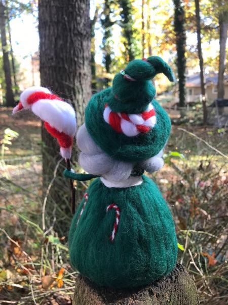 Mother Candy Cane Needle Felted Wee Witch, Holiday ornament, solstice decoration picture