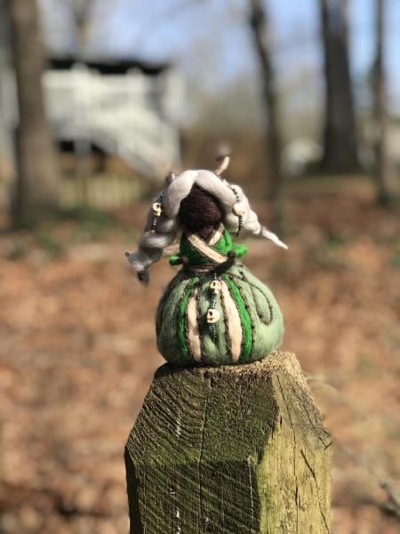 Shaman Needle Felted Wee Witch, Wise Woman Witch, Spirit Walker, Waldorf picture