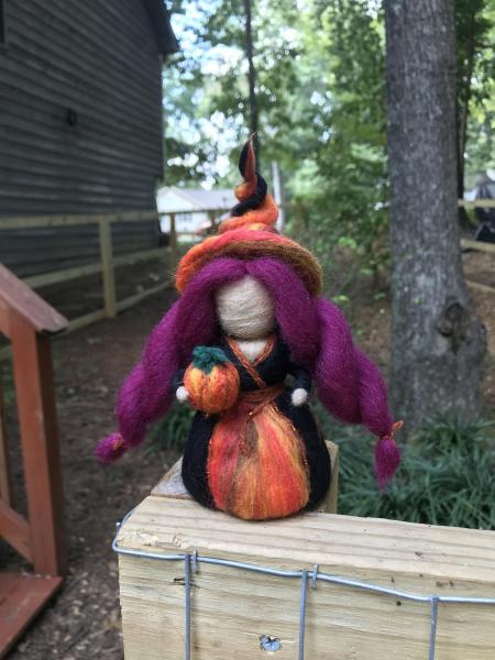 Samhain Needle Felted Wee Witch, Halloween witch, fire goddess, Waldorf, Housewarming Decoration picture