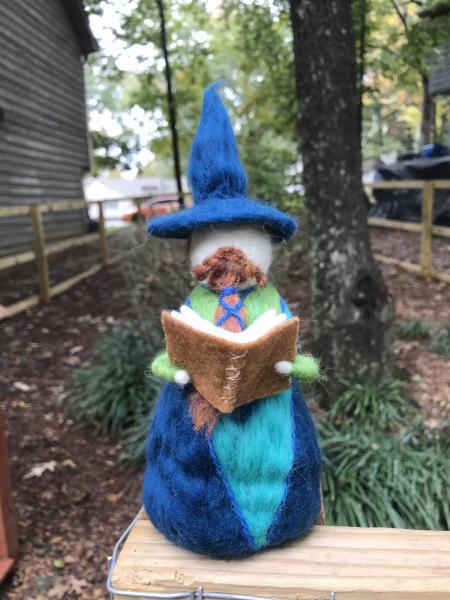 Peacock Needle Felted Wee Wizard, Warlock, Waldorf picture