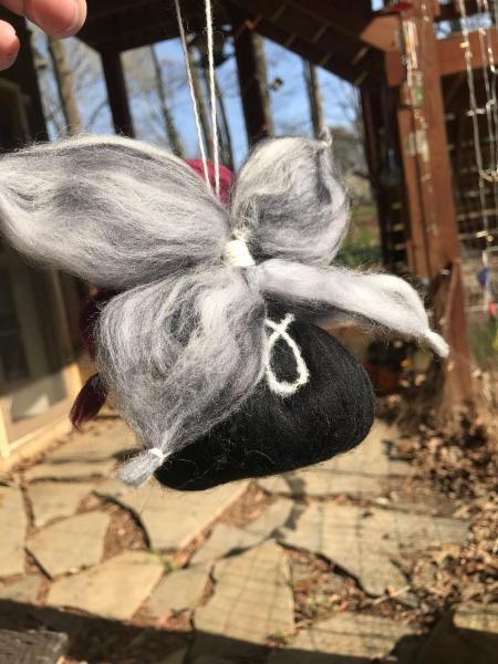 Goth Moth Needle Felted Wee Witch, Garden Fairy, Waldorf, Ornament picture