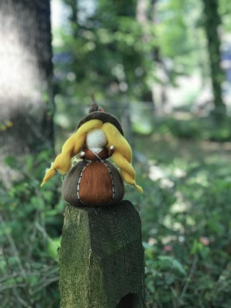 Robin Needle Felted Wee Witch, Garden Witch, Ornament, Waldorf, Nature Witch picture