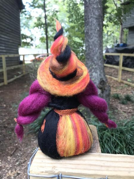 Samhain Needle Felted Wee Witch, Halloween witch, fire goddess, Waldorf, Housewarming Decoration picture